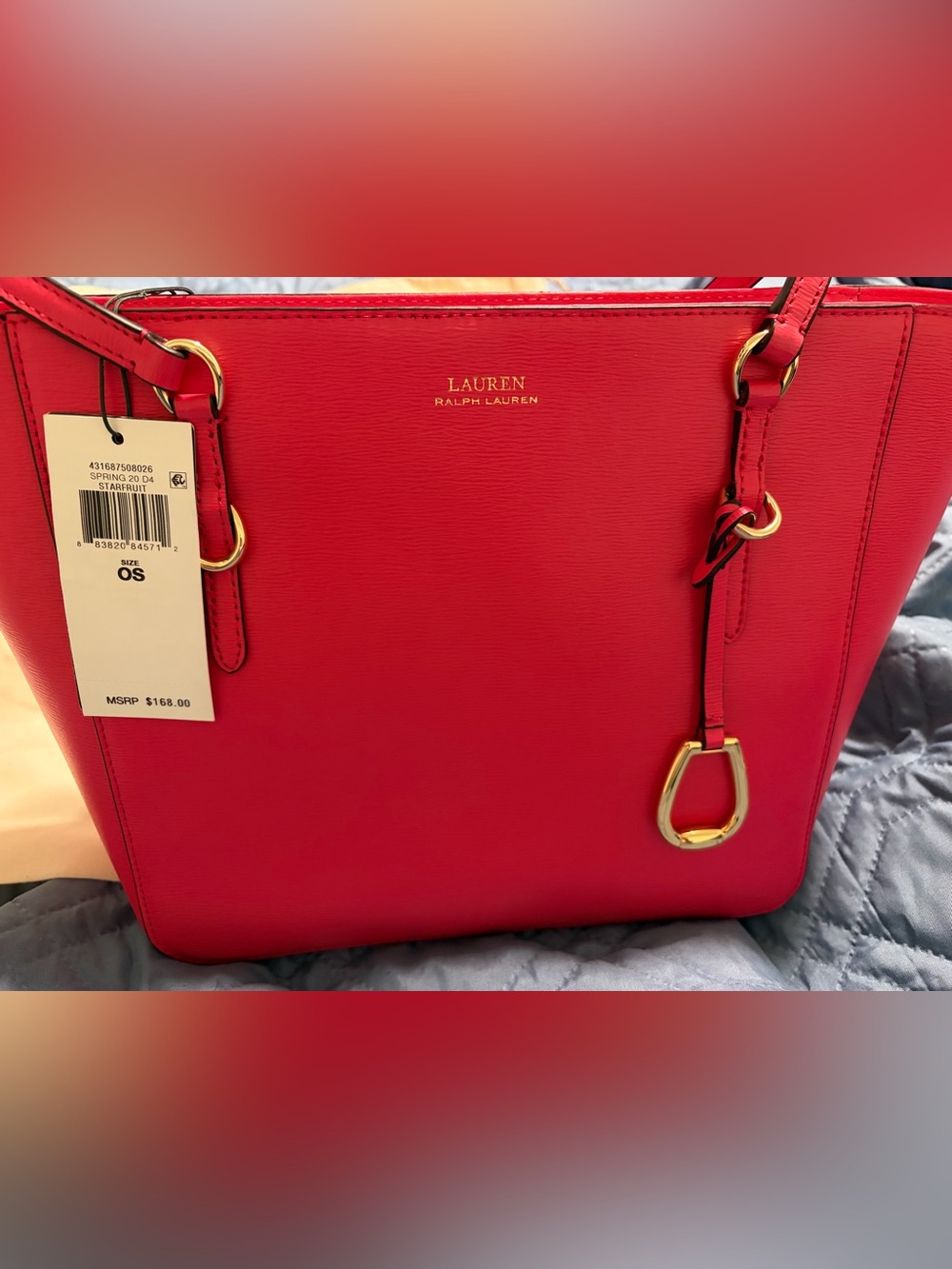 NWT - Ralph Lauren Bennington Leather Shopper Handbag Tote - Starfruit